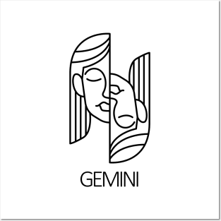 Gemini Zodiac Sign - Black Posters and Art